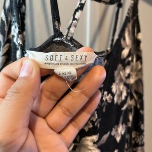 American Eagle flowy floral romper with pockets